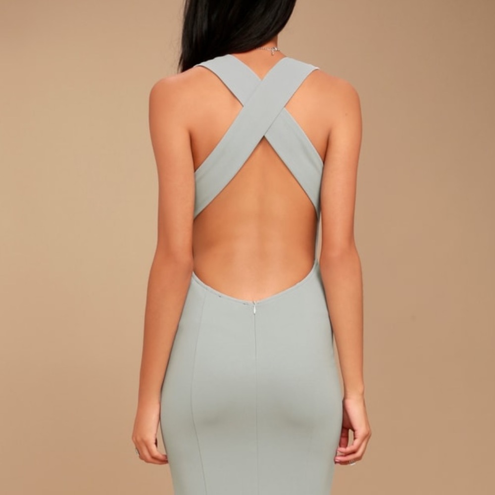 Elegant Backless Gray Dress